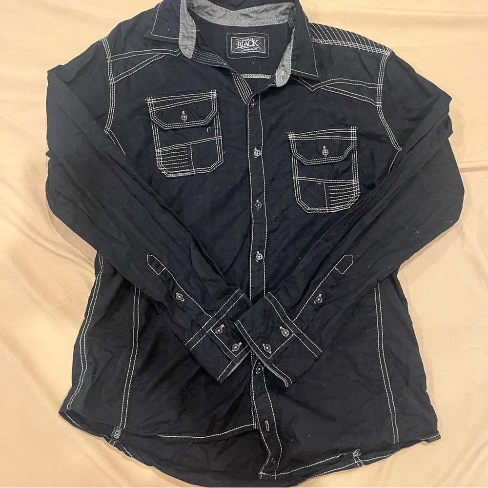 Buckle Men's Black Casual Button Down Shirt